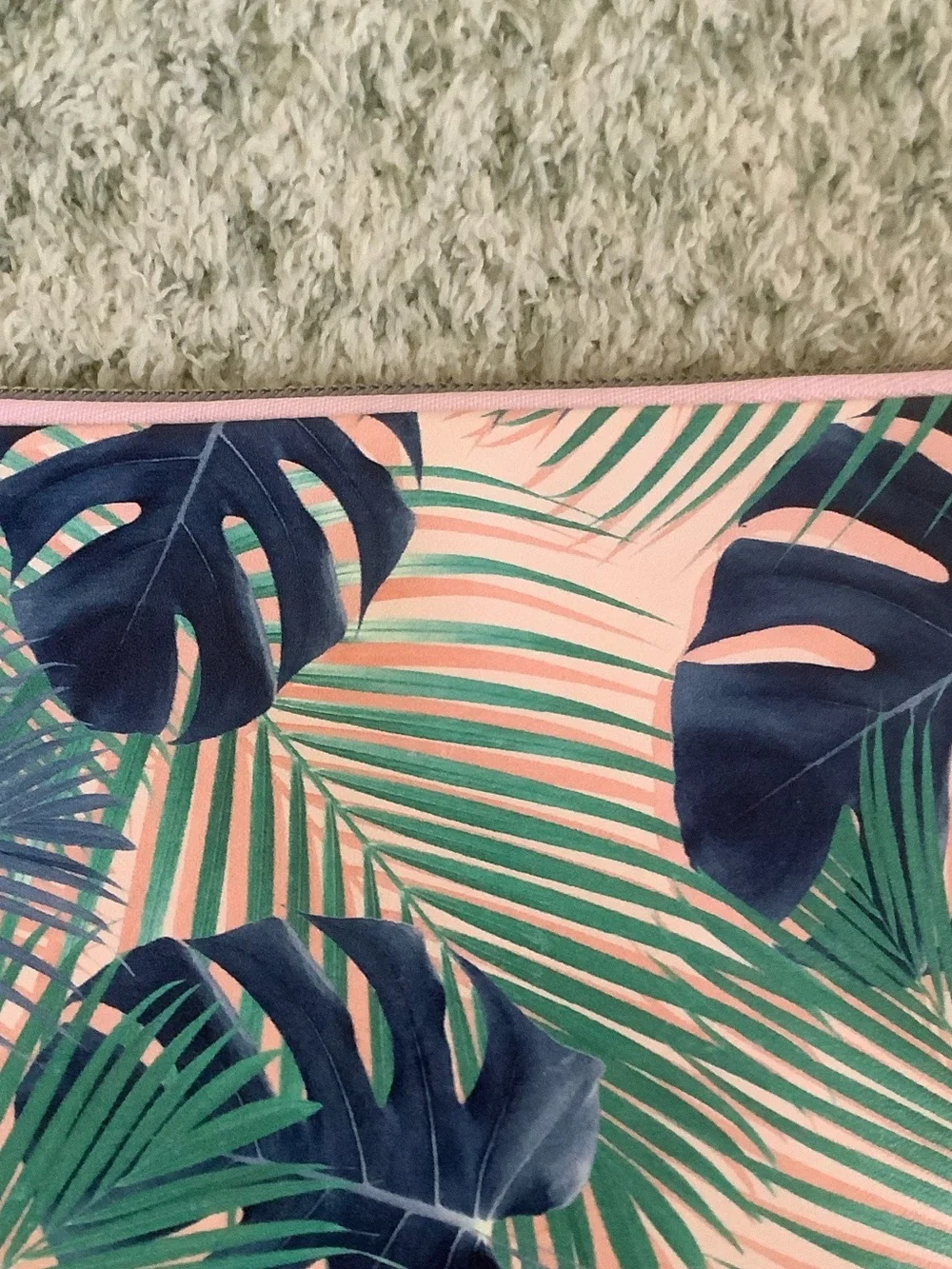 Tropical Palm Monstera Leaves Cosmetic Zipper Bag by Typo NWOT 8x6”